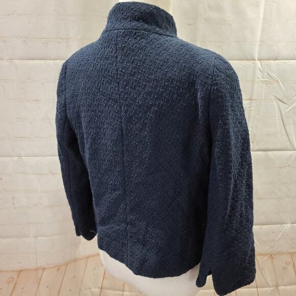 Isaac Mizrahi Navy Blue coat with printed - Picture 10 of 13